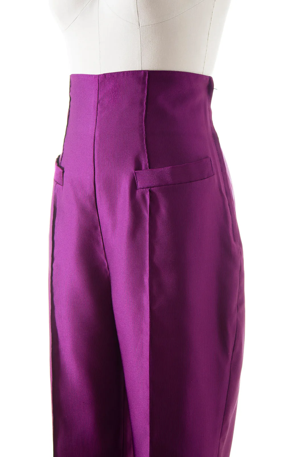 1970s Extra High Waisted Magenta Dress Pants | medium
