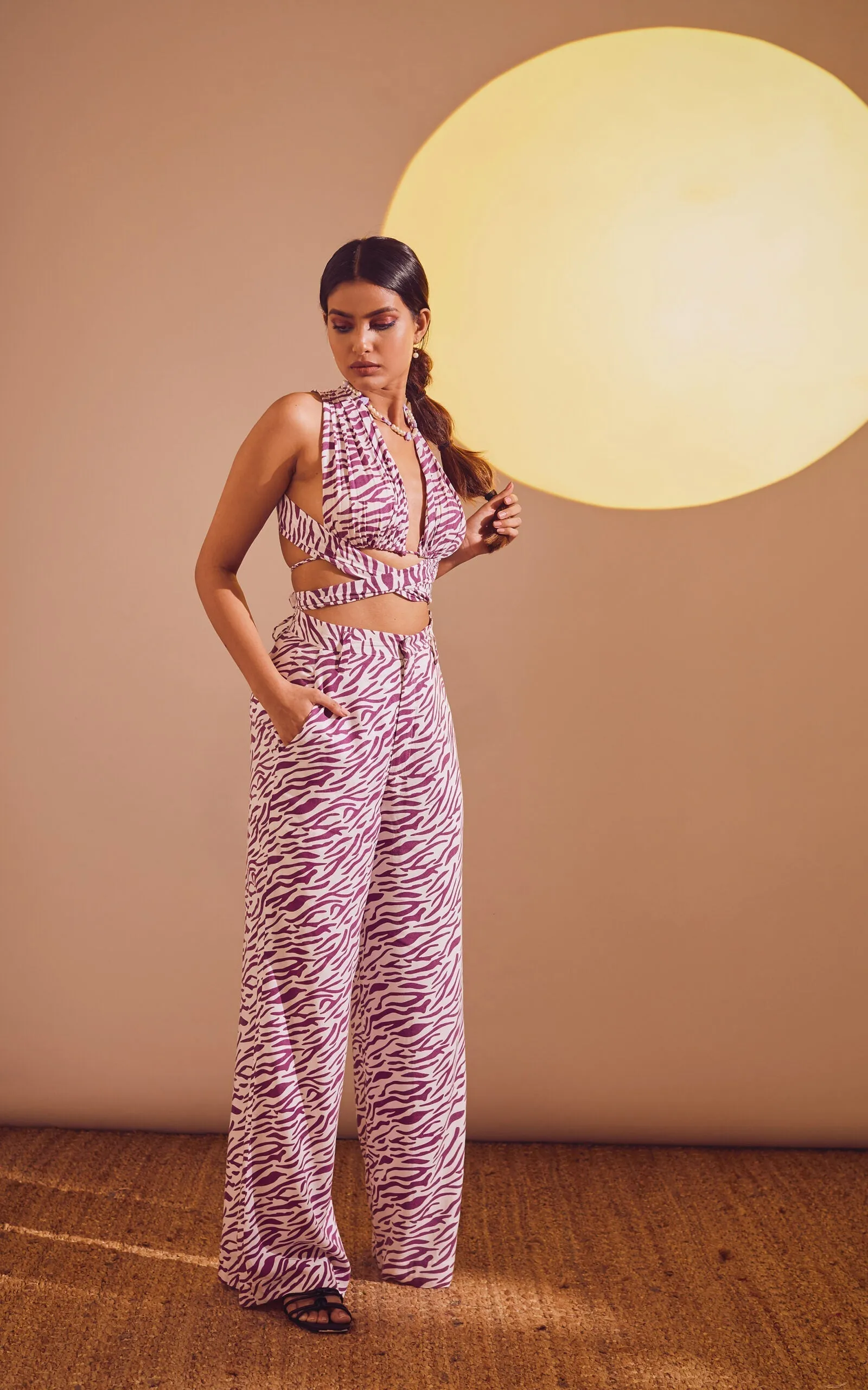 Abstract Print Trouser Lavender