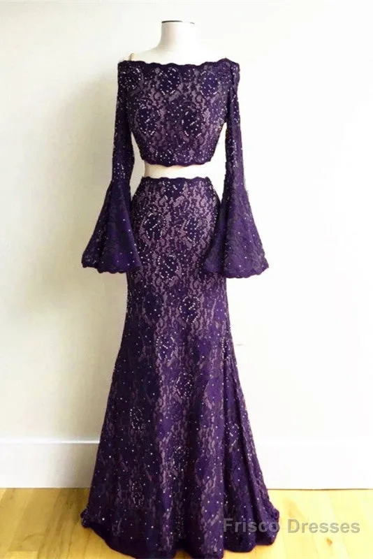 Boho Chic Mermaid Two Piece Lace Prom Dresses