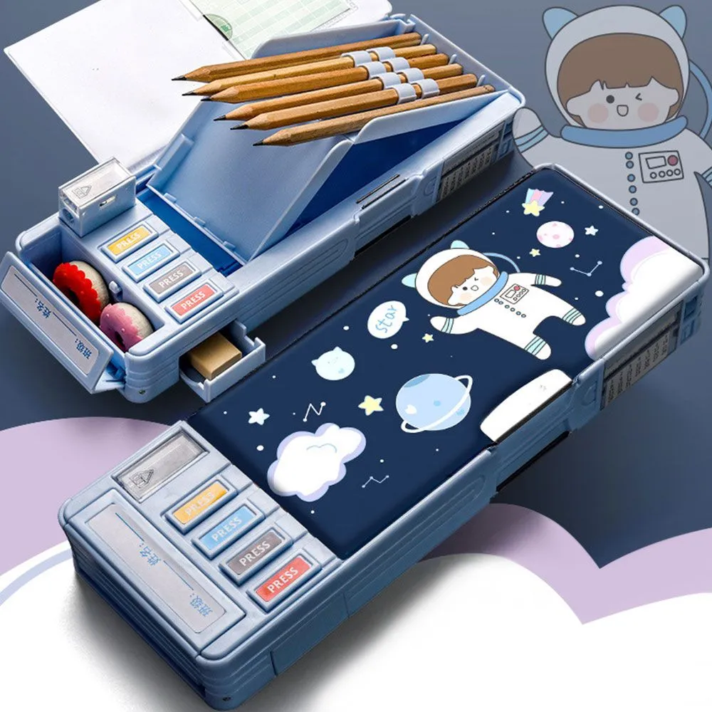 Cute Cartoon Pencil Case with Mechanical Combination Lock for Students