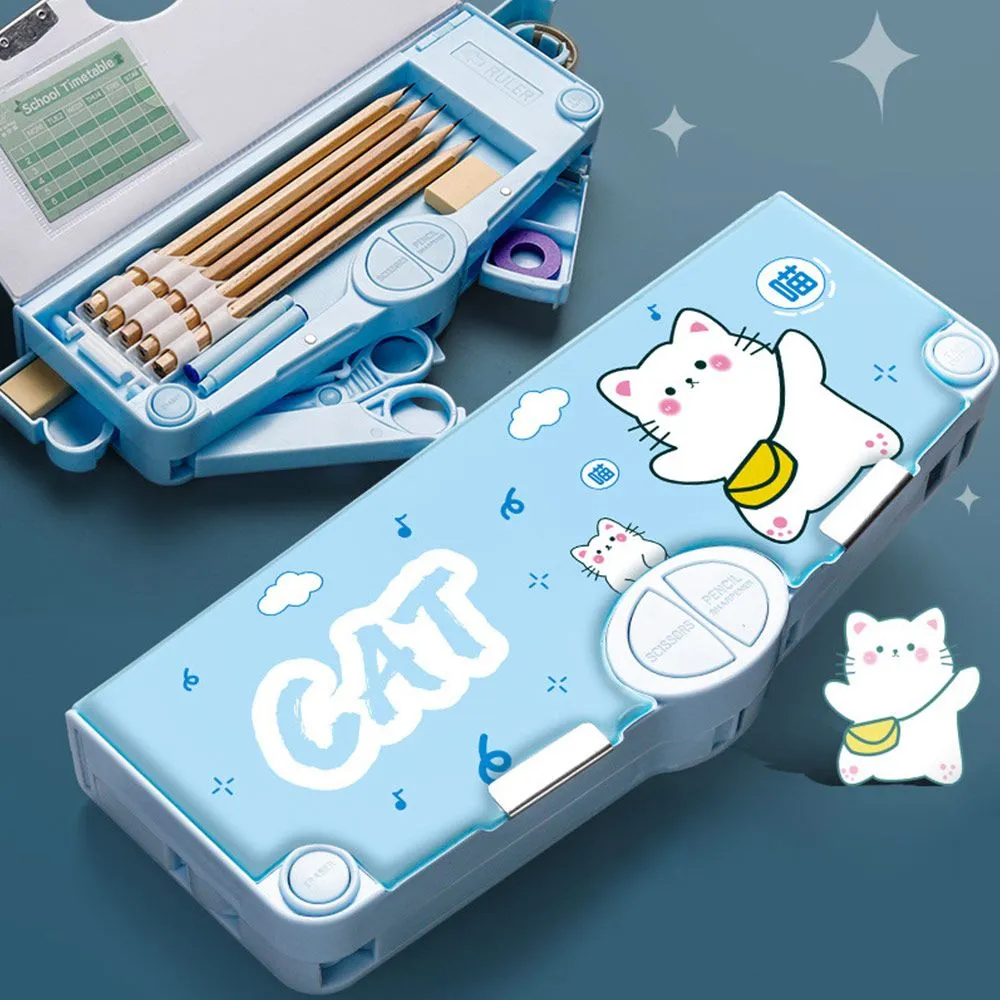 Cute Cartoon Pencil Case with Mechanical Combination Lock for Students