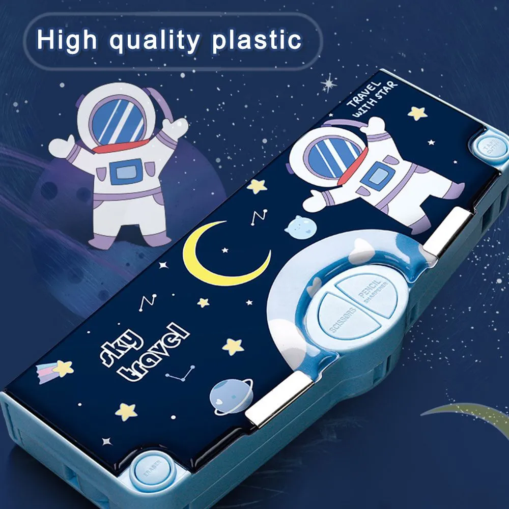 Cute Cartoon Pencil Case with Mechanical Combination Lock for Students