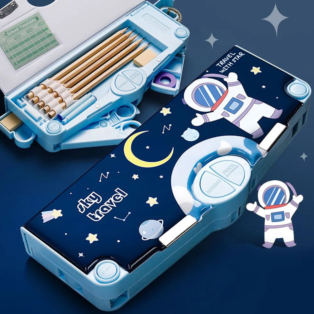 Cute Cartoon Pencil Case with Mechanical Combination Lock for Students