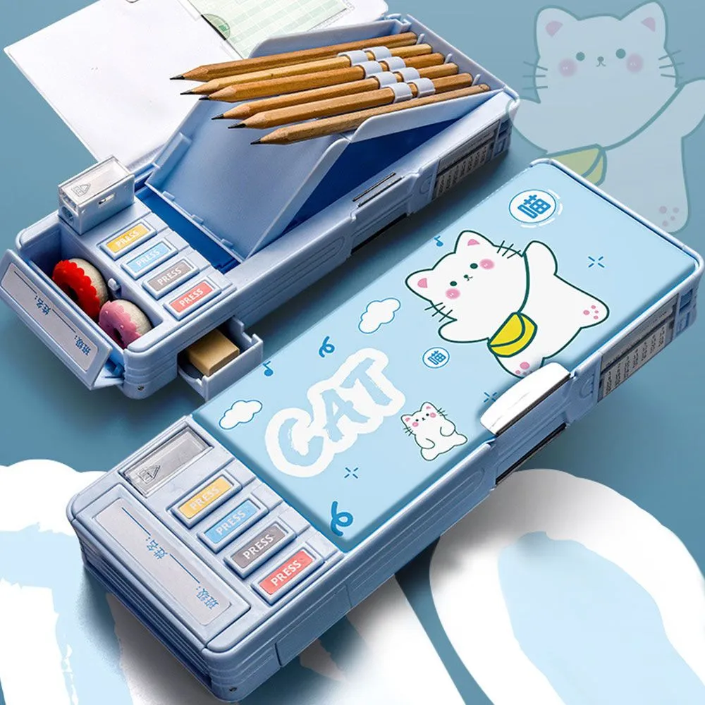 Cute Cartoon Pencil Case with Mechanical Combination Lock for Students