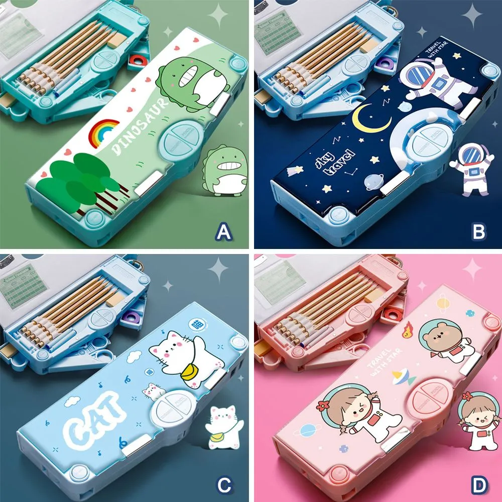 Cute Cartoon Pencil Case with Mechanical Combination Lock for Students