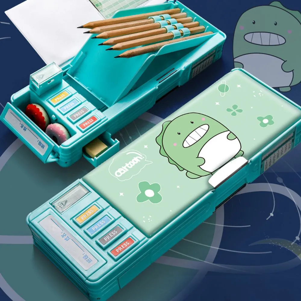 Cute Cartoon Pencil Case with Mechanical Combination Lock for Students