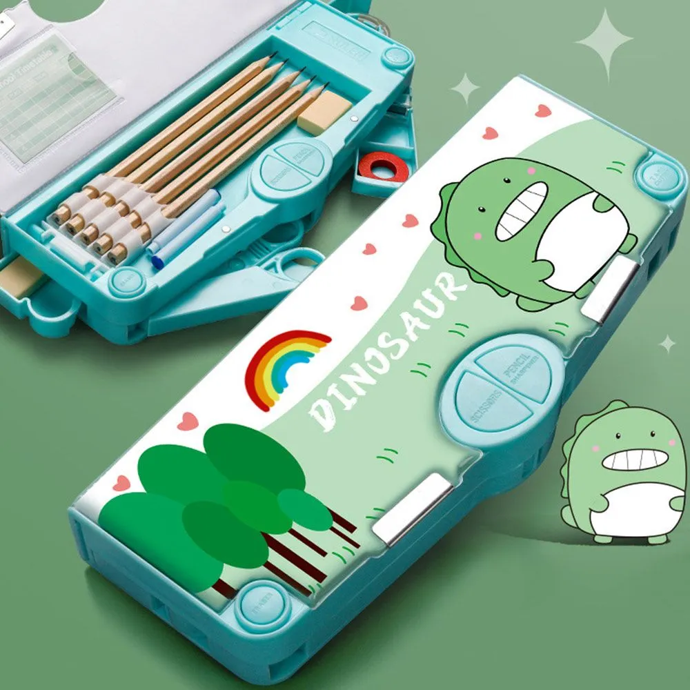 Cute Cartoon Pencil Case with Mechanical Combination Lock for Students