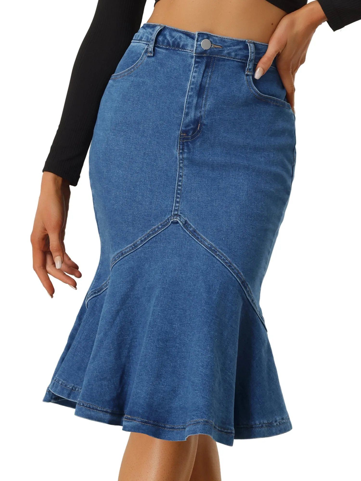 Fishtail Denim High Waist Bodycon Jean Ruffles Skirts