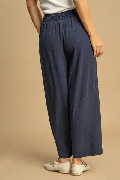 High Waisted Embellished Linen Pants