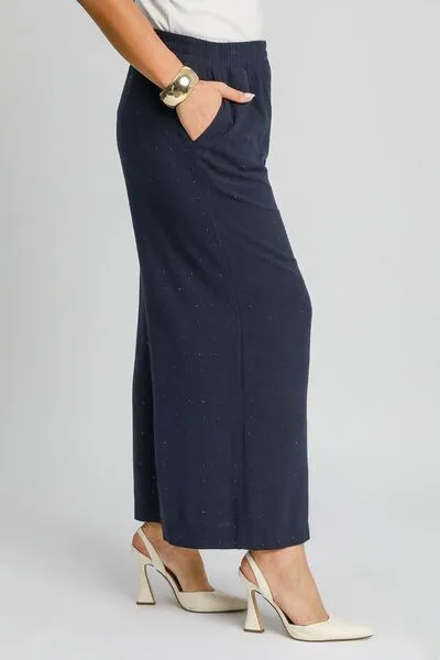 High Waisted Embellished Linen Pants