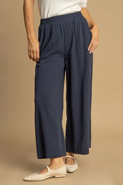 High Waisted Embellished Linen Pants