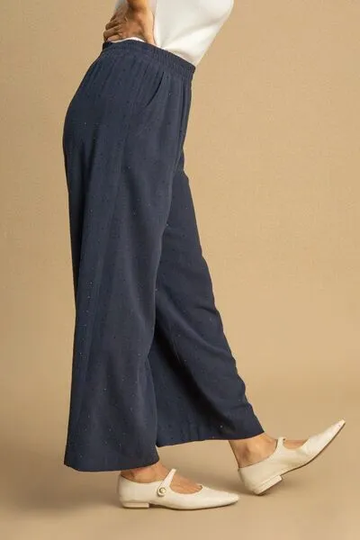 High Waisted Embellished Linen Pants