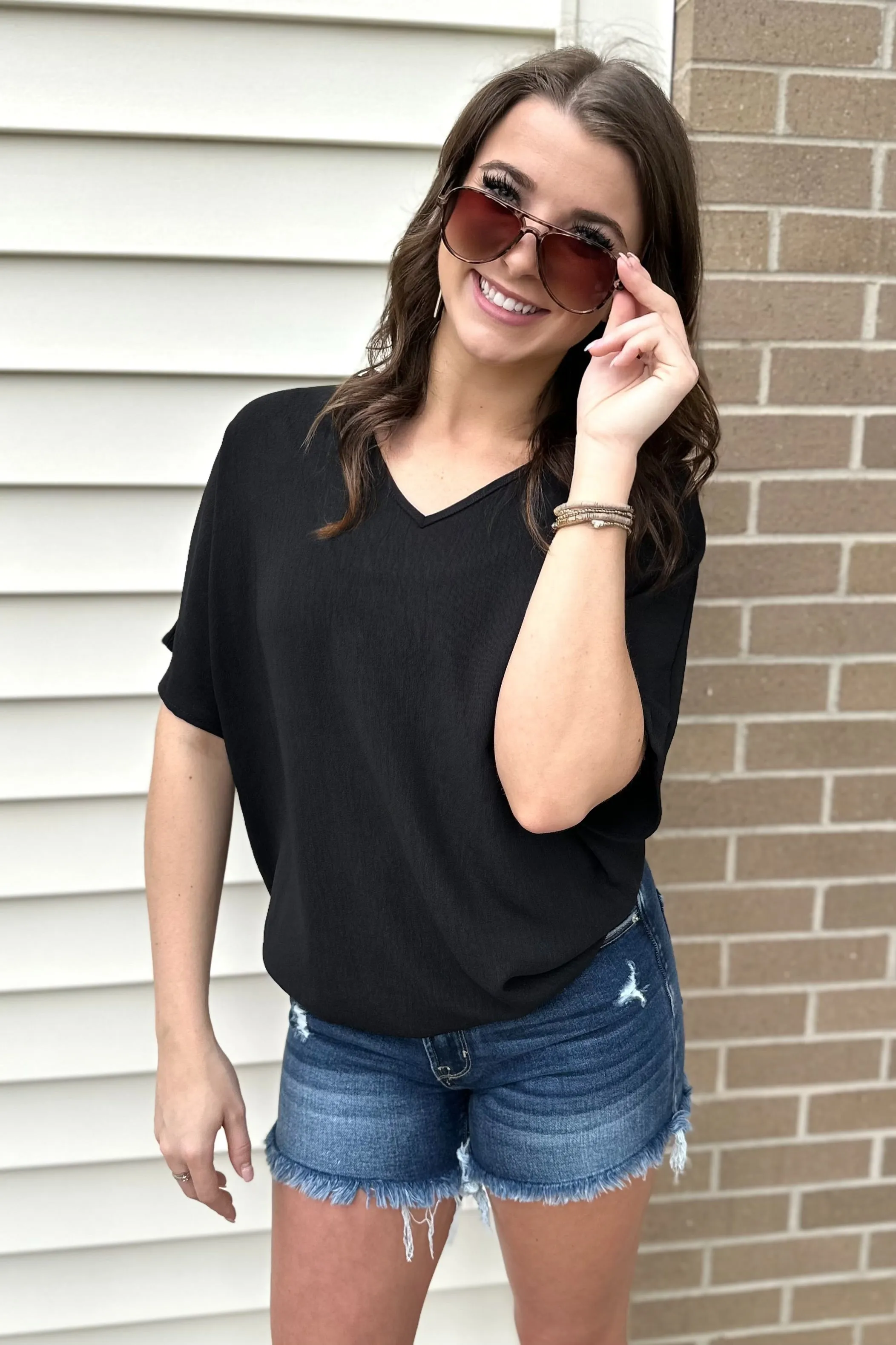 MILEY V-Neck Top - Black