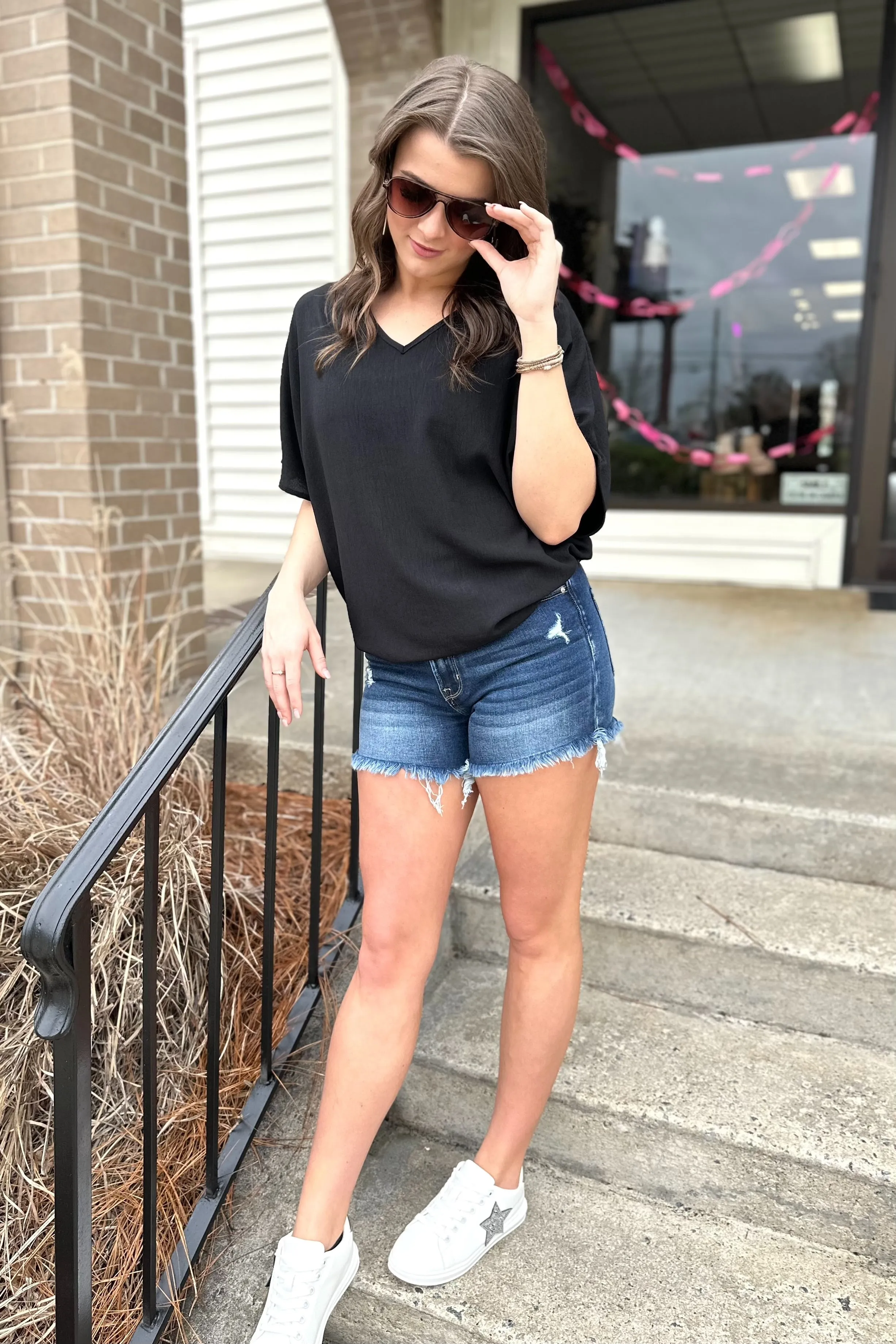 MILEY V-Neck Top - Black