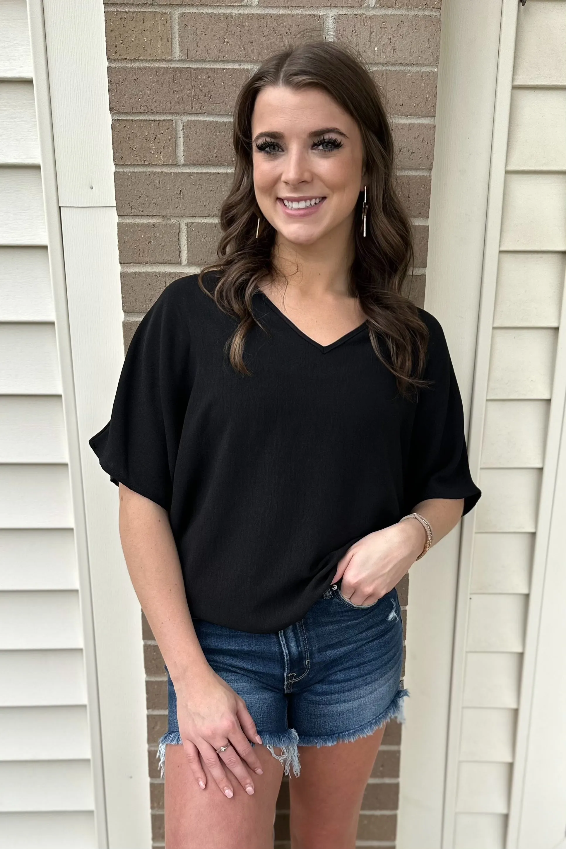 MILEY V-Neck Top - Black