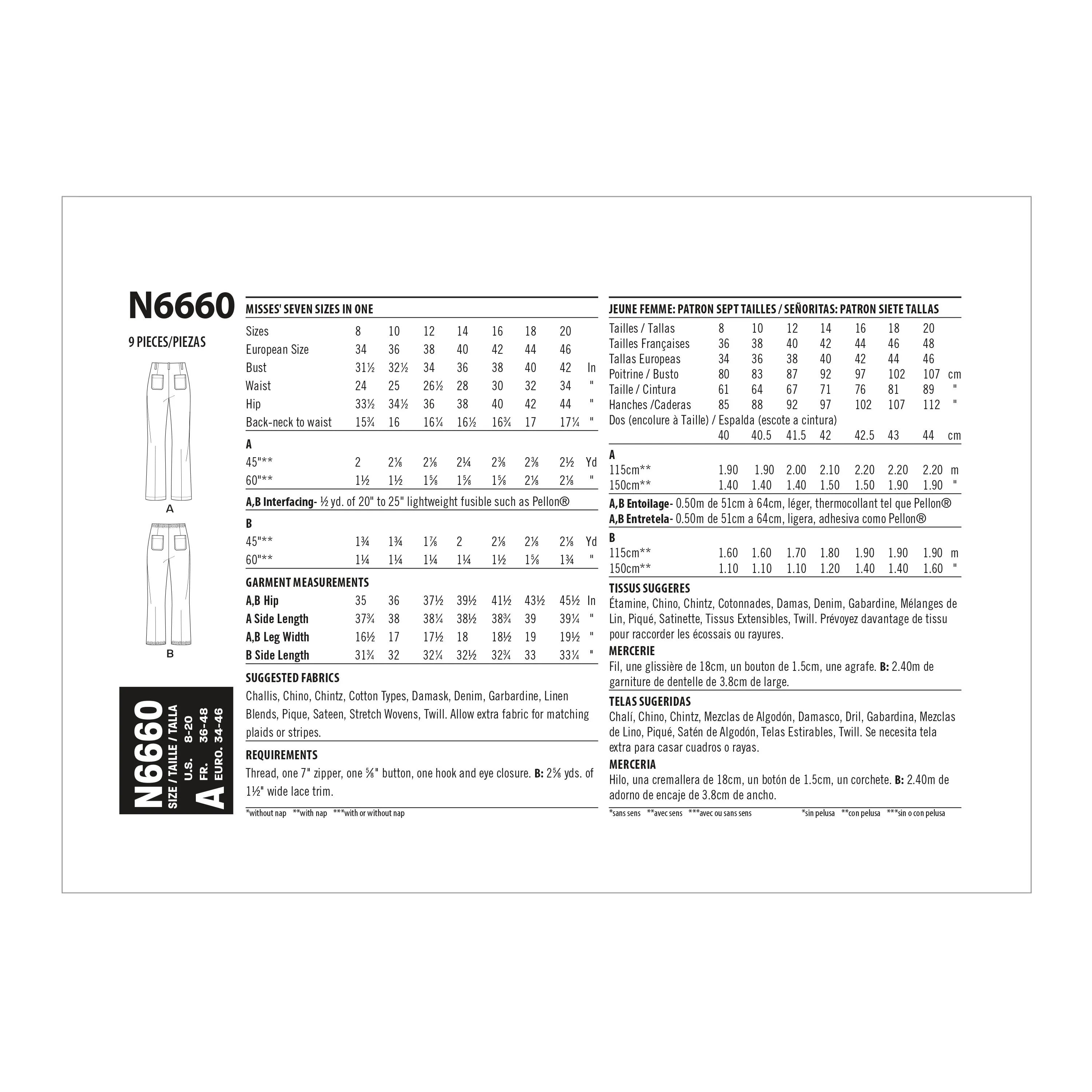 New Look Sewing Pattern N6660 - Misses' High Waisted Flared Pants In Two Lengths
