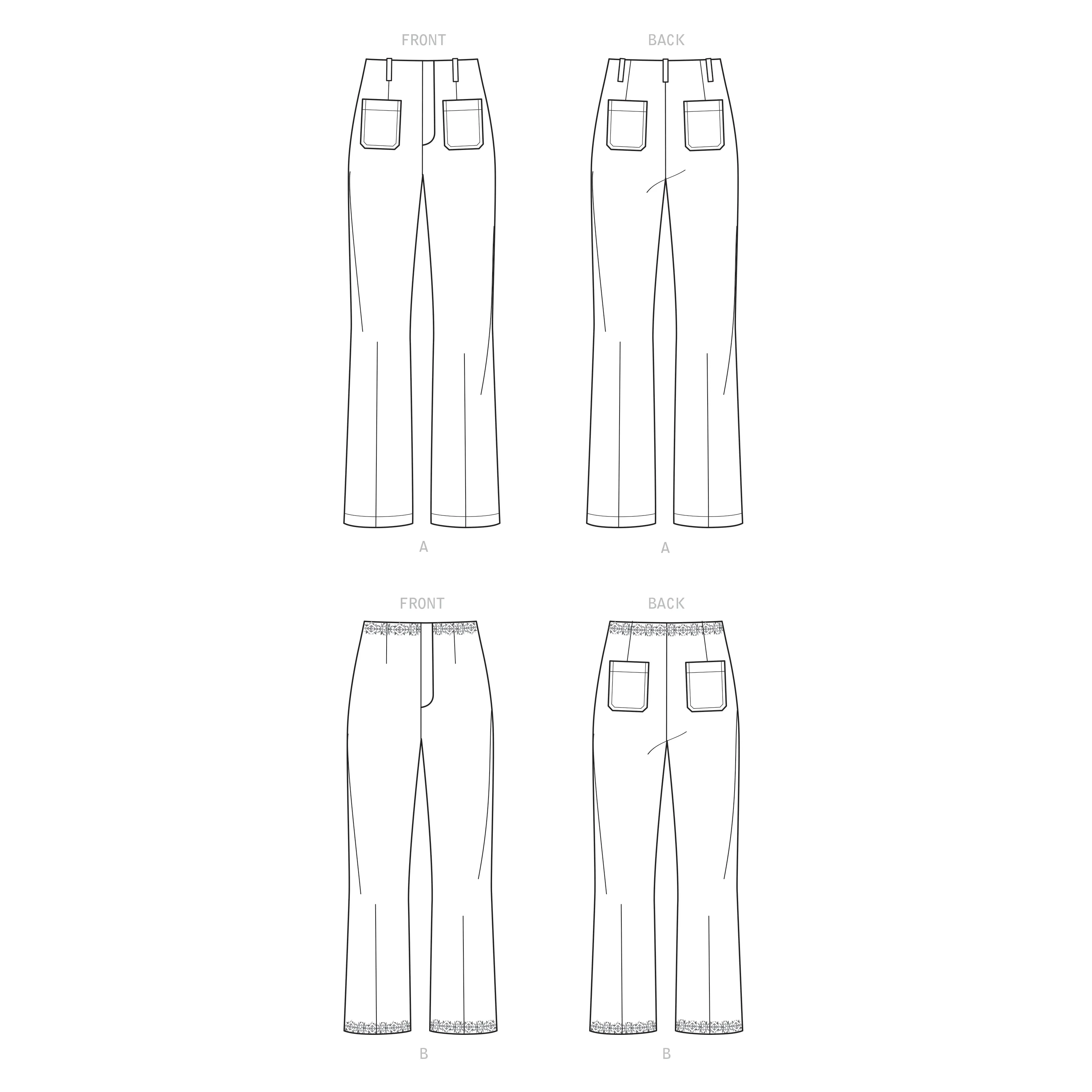 New Look Sewing Pattern N6660 - Misses' High Waisted Flared Pants In Two Lengths