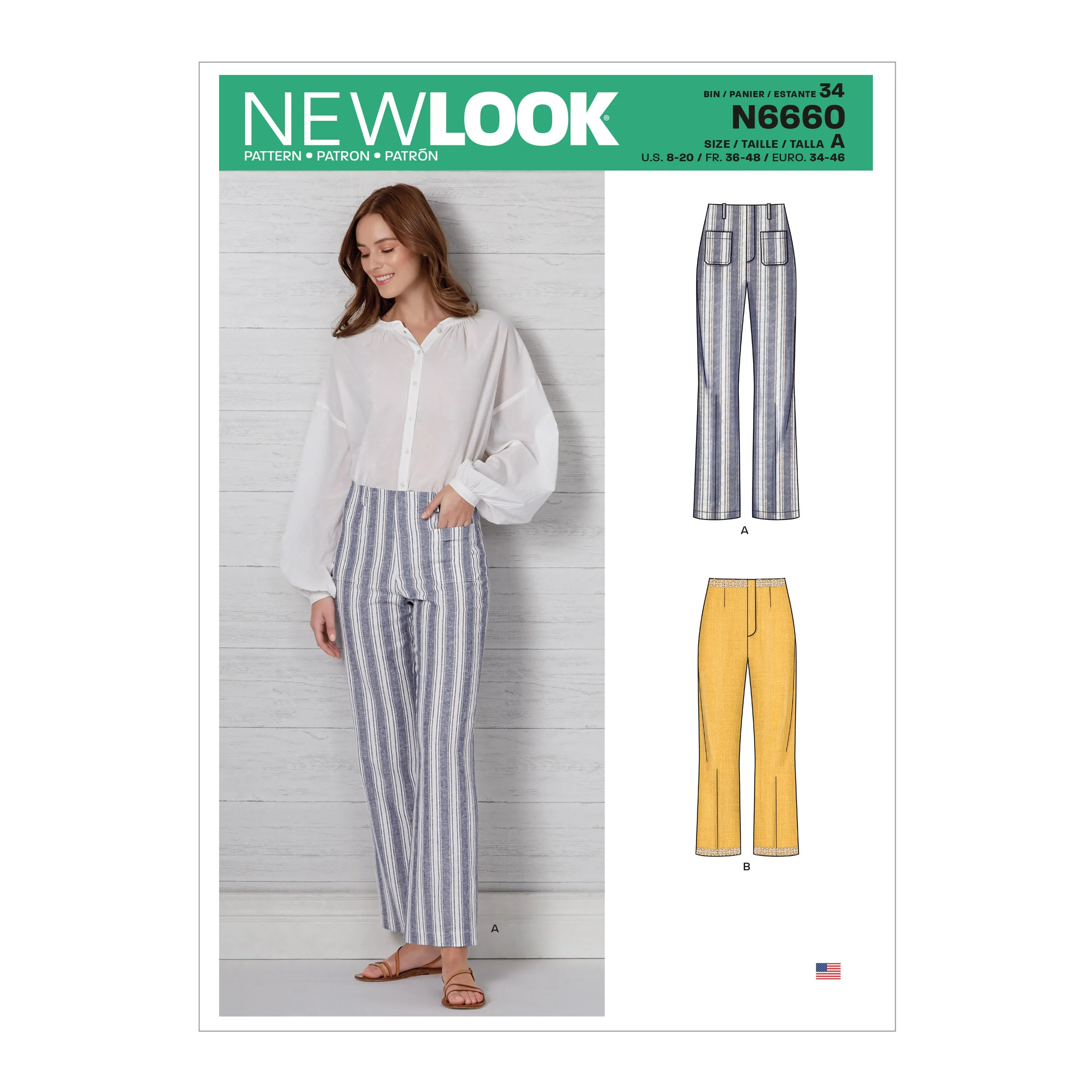 New Look Sewing Pattern N6660 - Misses' High Waisted Flared Pants In Two Lengths
