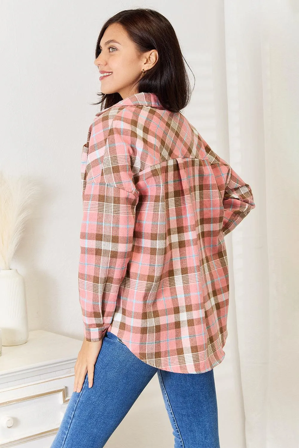 Plaid Collared Long Sleeve Button-Up Shirt