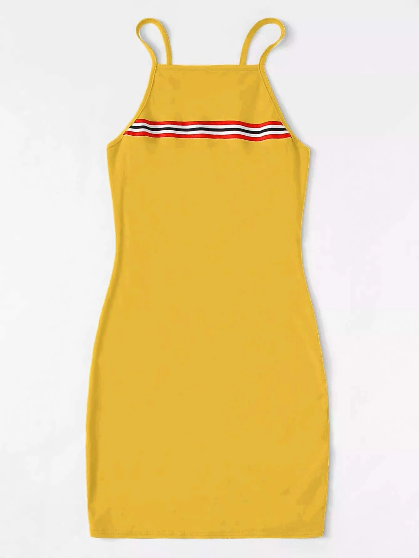 Plus Contrast Striped Tape Cami Dress