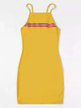 Plus Contrast Striped Tape Cami Dress