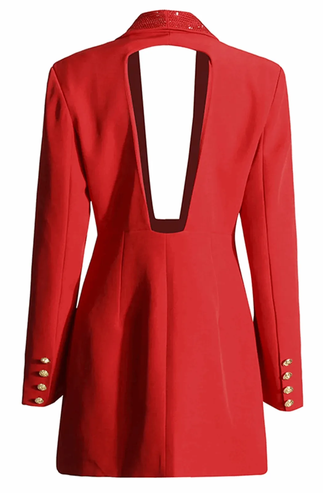 Red long blazer with rhinestone