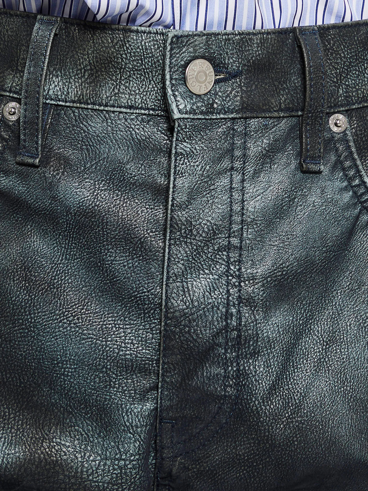 Straight Twist Nubuk Jeans in Navy Washed