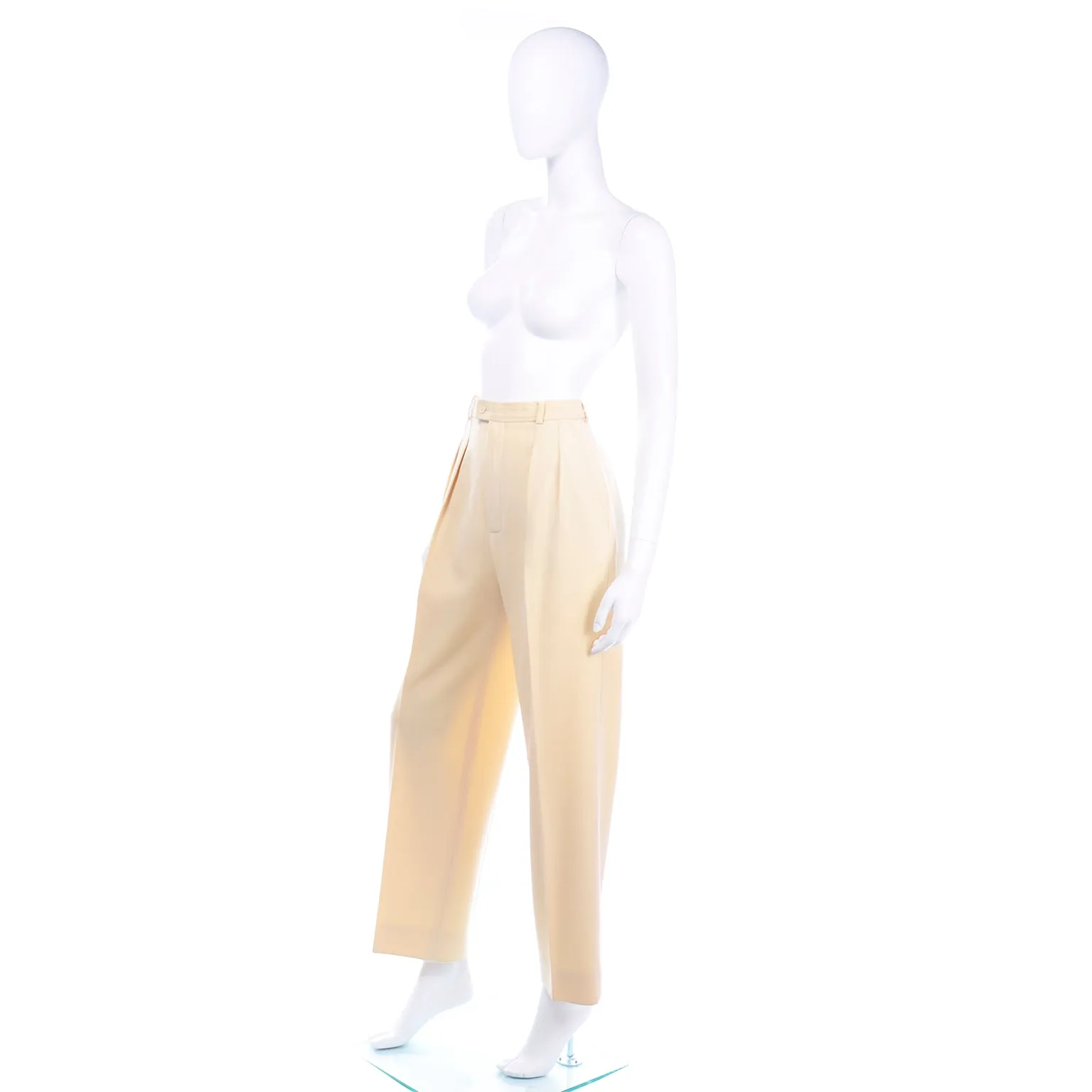 Vintage Yves Saint Laurent Cream Wool High Waisted Pants