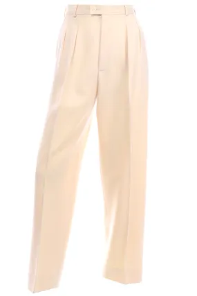 Vintage Yves Saint Laurent Cream Wool High Waisted Pants