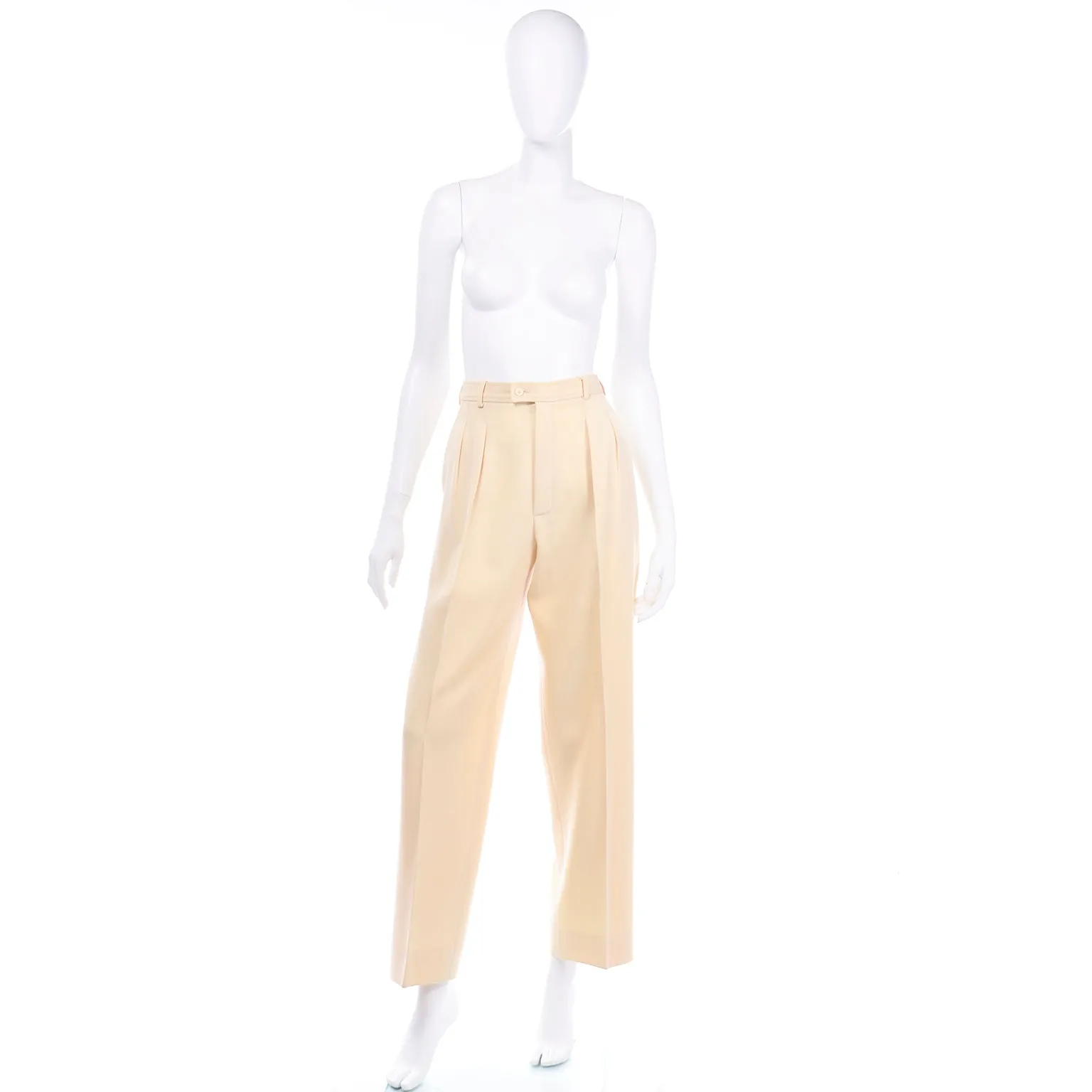 Vintage Yves Saint Laurent Cream Wool High Waisted Pants