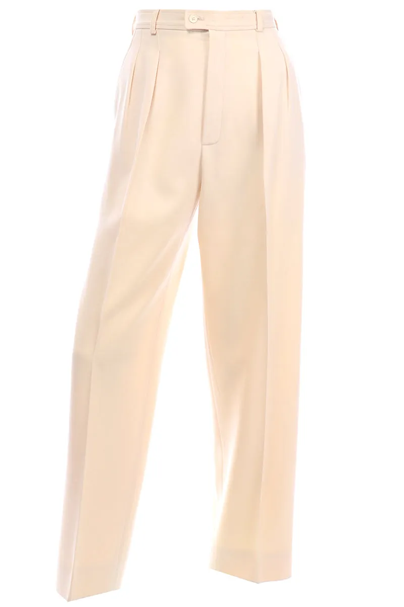 Vintage Yves Saint Laurent Cream Wool High Waisted Pants