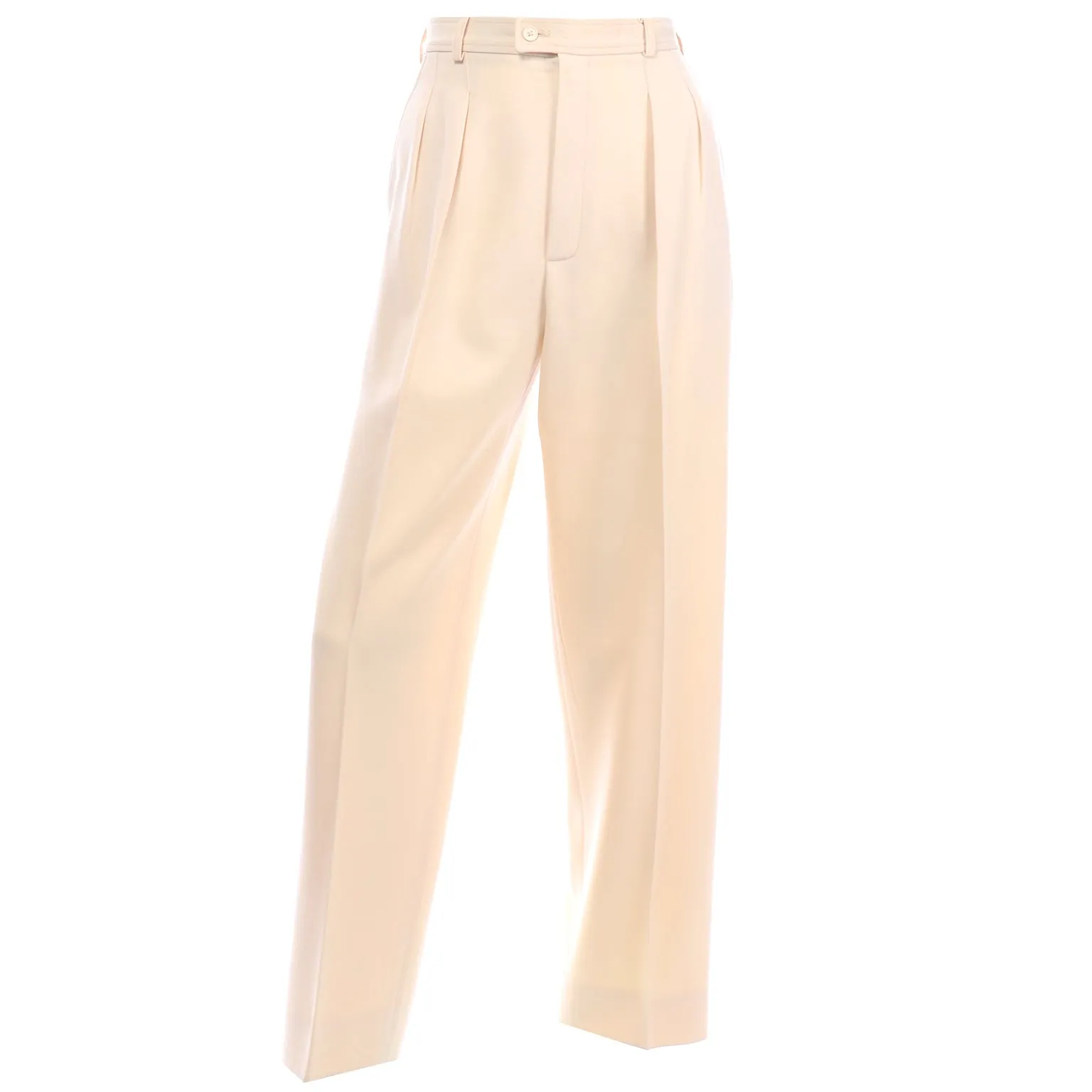 Vintage Yves Saint Laurent Cream Wool High Waisted Pants