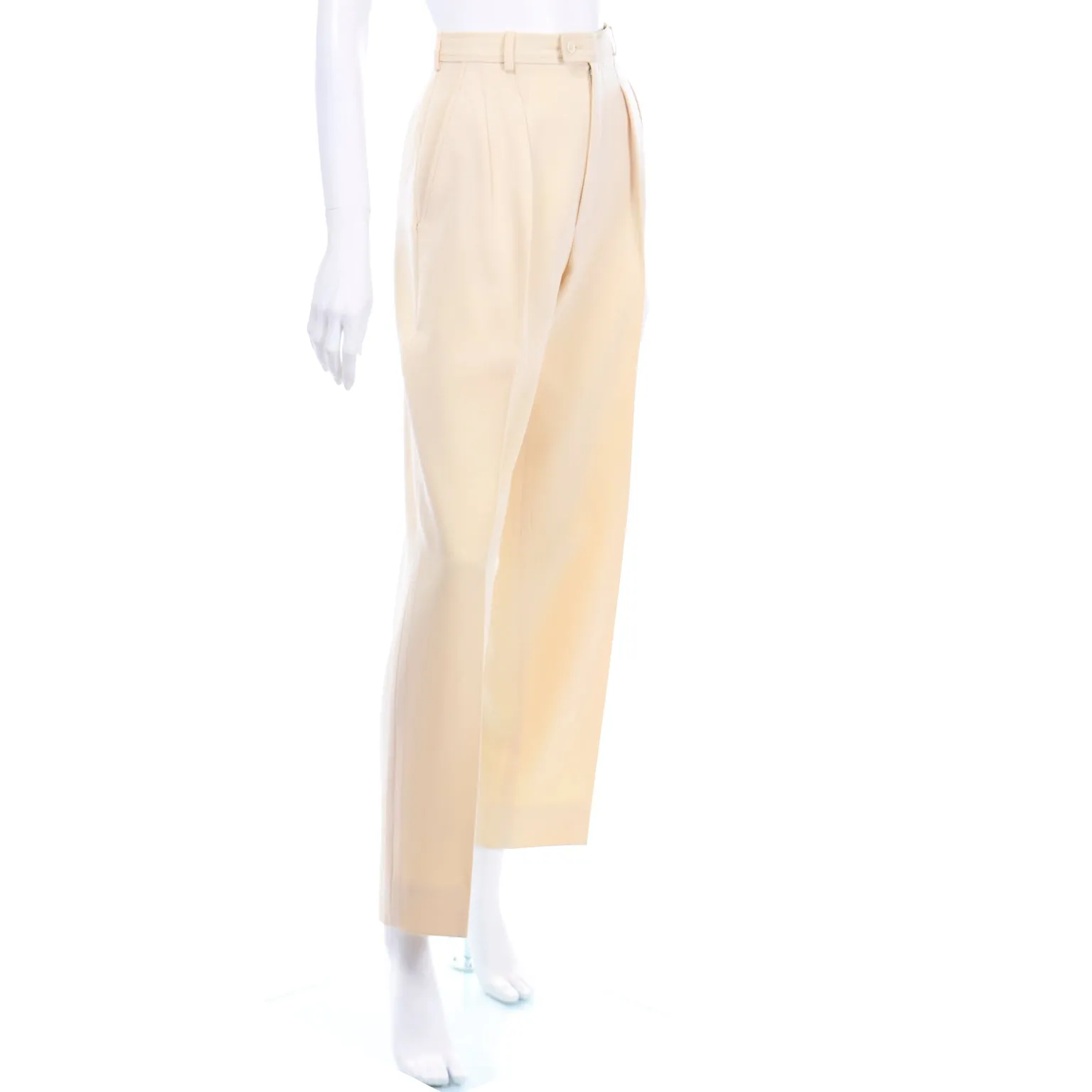 Vintage Yves Saint Laurent Cream Wool High Waisted Pants