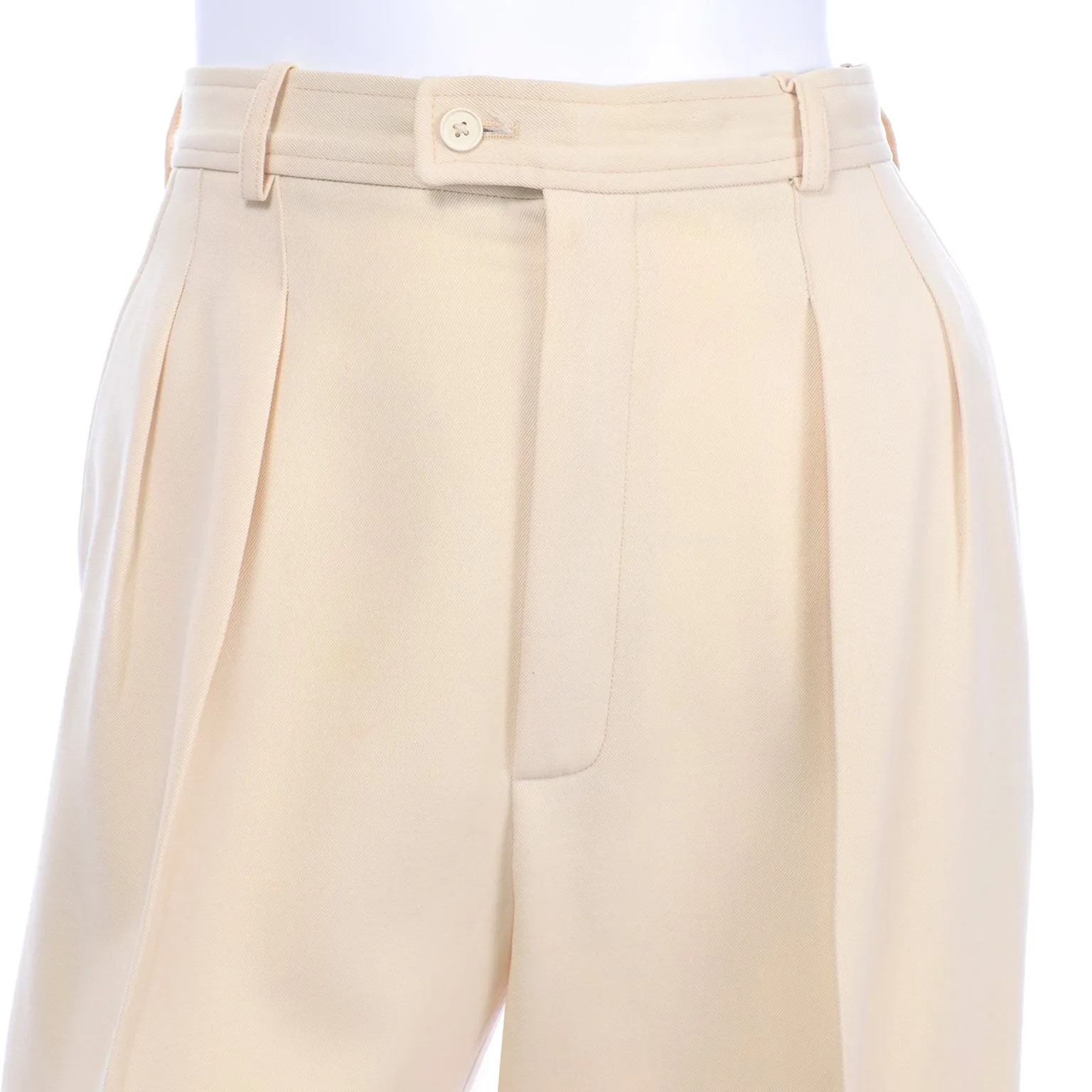 Vintage Yves Saint Laurent Cream Wool High Waisted Pants