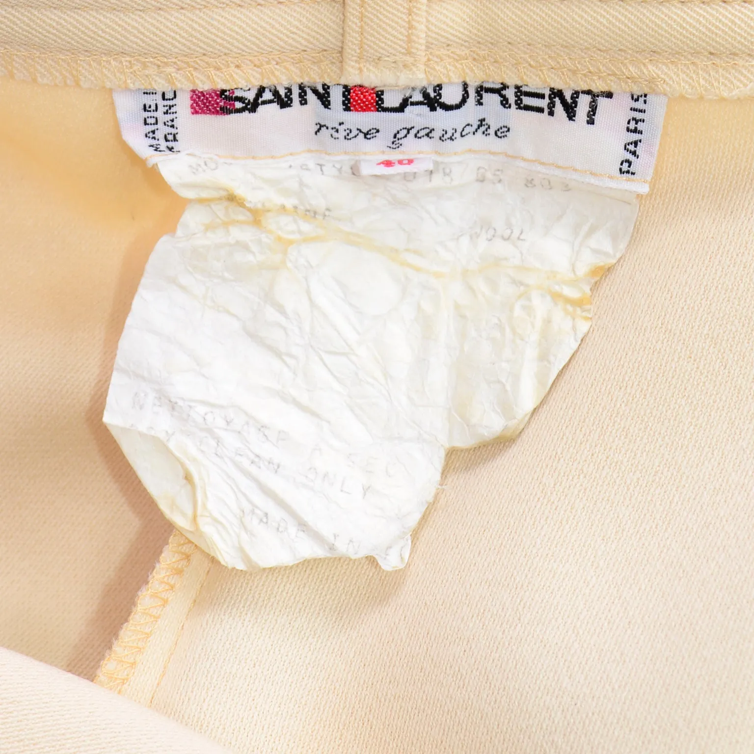 Vintage Yves Saint Laurent Cream Wool High Waisted Pants
