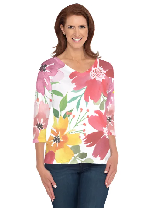 Whimsy Rose 3/4 Sleeve V-Neck Top