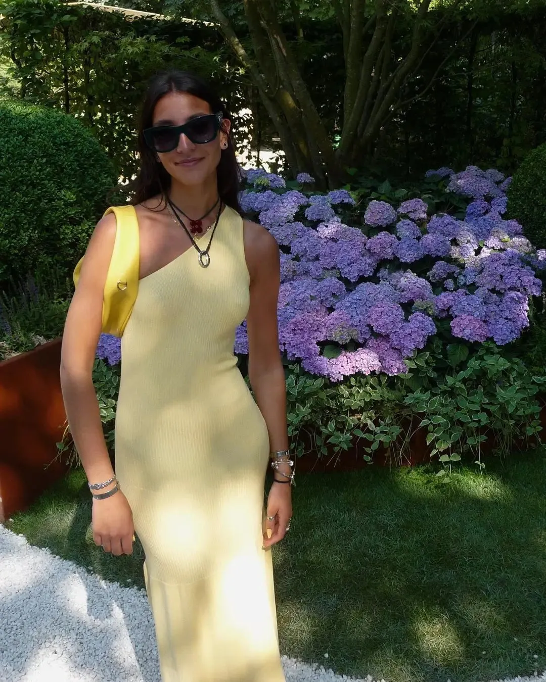 Women's Knit Mermaid Maxi Dress - One-Shoulder Trumpet Dress