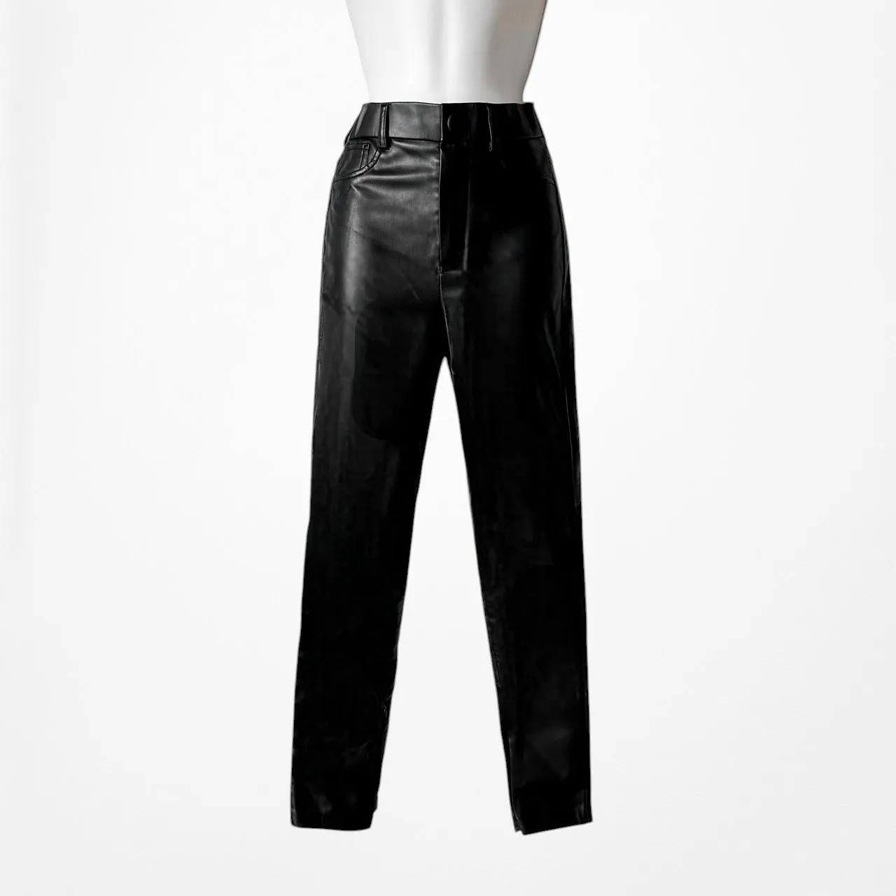 Zara Black Faux Leather High Waisted Skinny Fit Ankle Zip Pants Size XS
